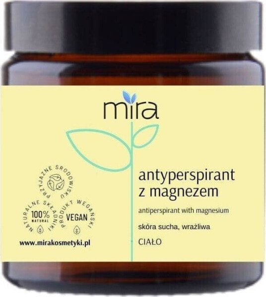 MIRA_Antyperspirant z Magnezem Olejek Kokosowy, Masło Shea, Carnauba, Witamina E & Glinka Biała 50g