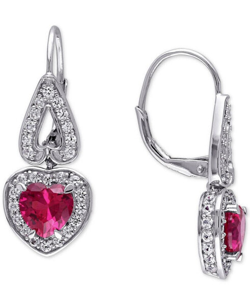 Серьги Macy's Lab-Created Ruby & Sapphire Heart