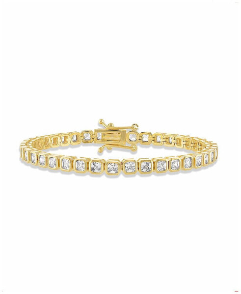 Gold-Tone Square 4mm Cubic Zirconia Tennis Bracelet