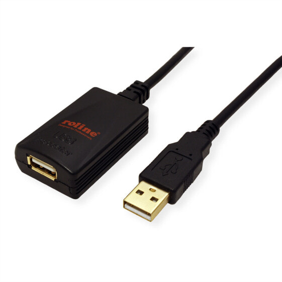 ROLINE Rotronic USB 2.0 1 Port 5m - 5 m - USB A - USB A - 2.0 - Male connector / Female connector - Black