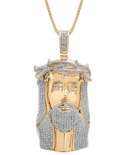 Men's Diamond Christ 22" Pendant Necklace (1/2 ct. t.w.) in 14k Gold-Plated Sterling Silver