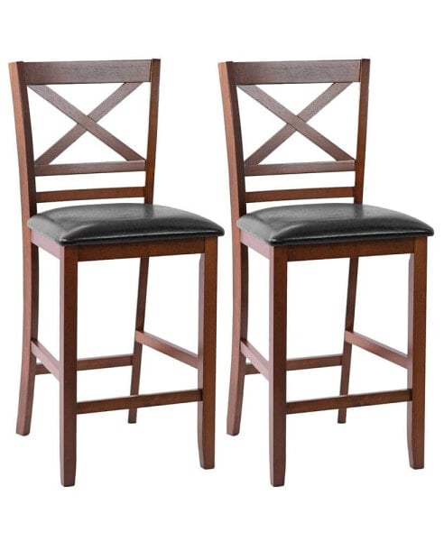 Барные стулья Costway (набор из 2 шт.) высотой 25 дюймов - орех