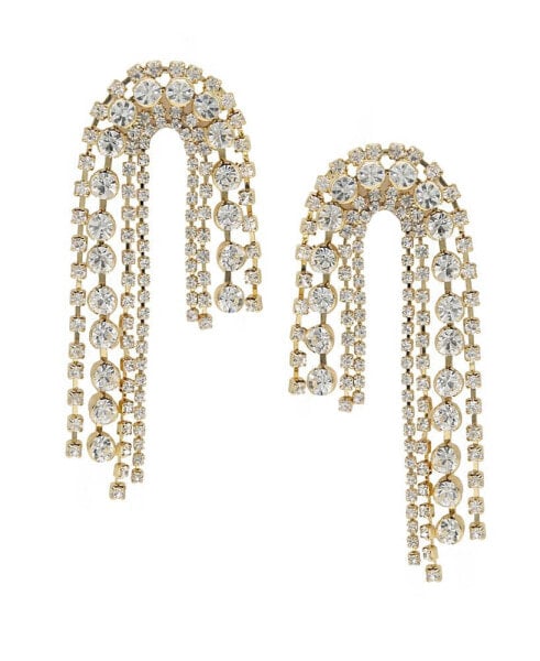 Glass Arch Chain 18K Gold Plated Statement Earrings