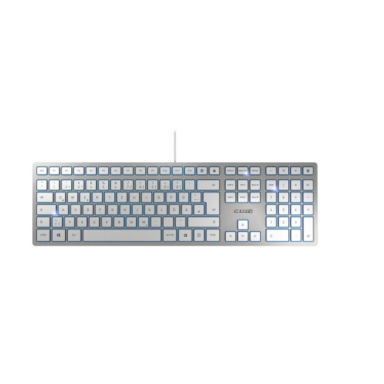 Cherry KC 6000 Slim - Full-size (100%) - Wired - USB - Silver - White