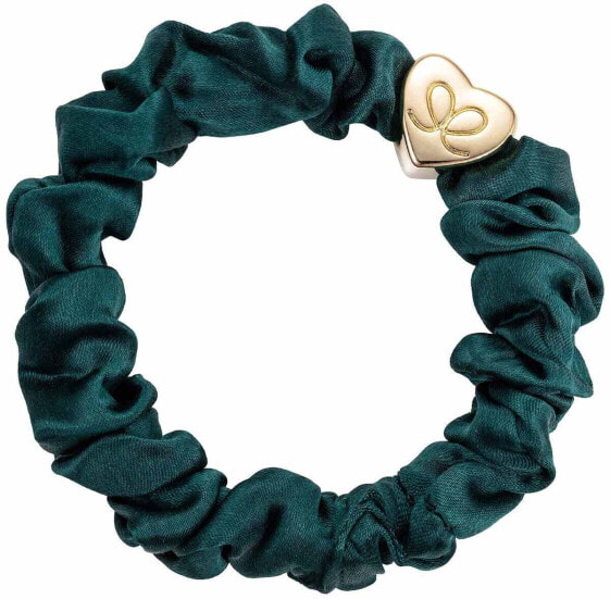 Gold Heart Silk Scrunchie Chive Green