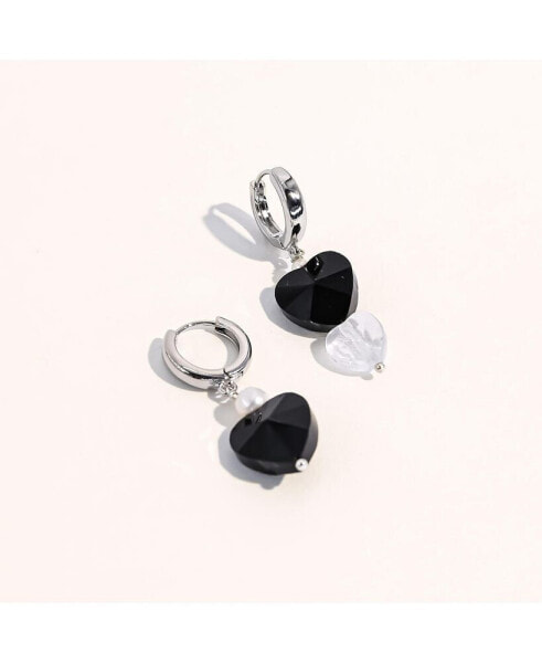 Серьги Joey Baby Black Heart Freshwater Pearl Silver