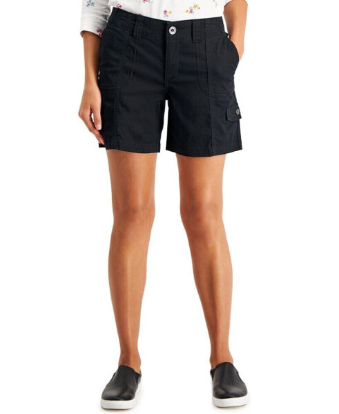 Petite Mid Rise Zig Zag Stitch Cargo Shorts, Created for Macy's