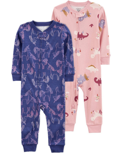 Toddler 2-Pack 100% Snug Fit Cotton Footless Pajamas 2T