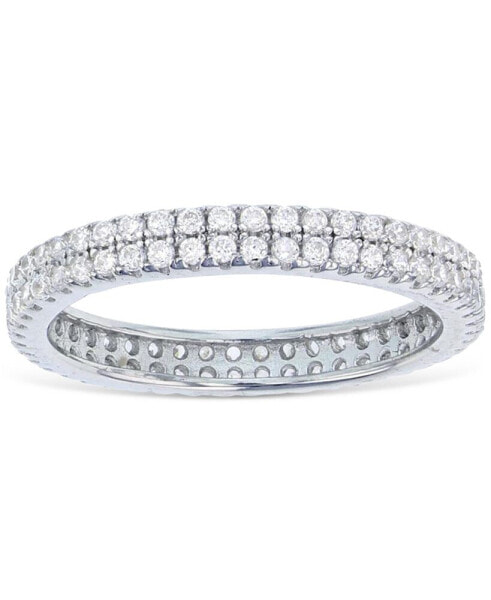 Cubic Zirconia Double Row Eternity Band in Sterling Silver