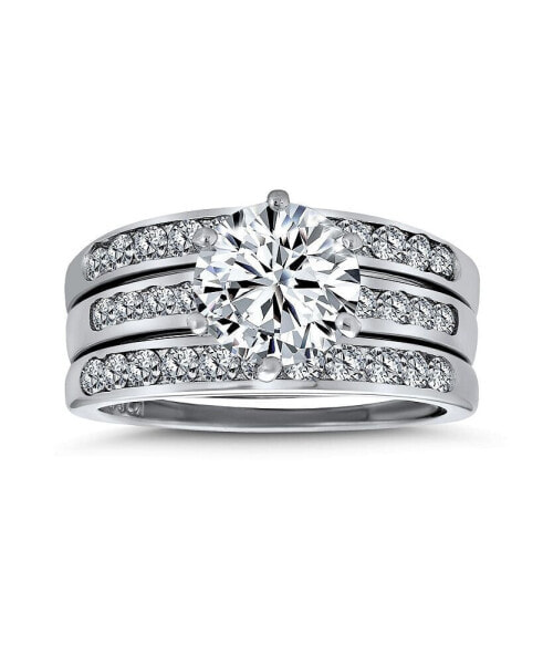 Кольцо Bling Jewelry 3.5CT Round Solitaire CZ Pave Band Guard Enhancers.
