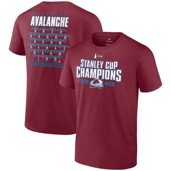 Men's Garnet Colorado Avalanche 2022 Stanley Cup Champions Jersey Roster T-Shirt