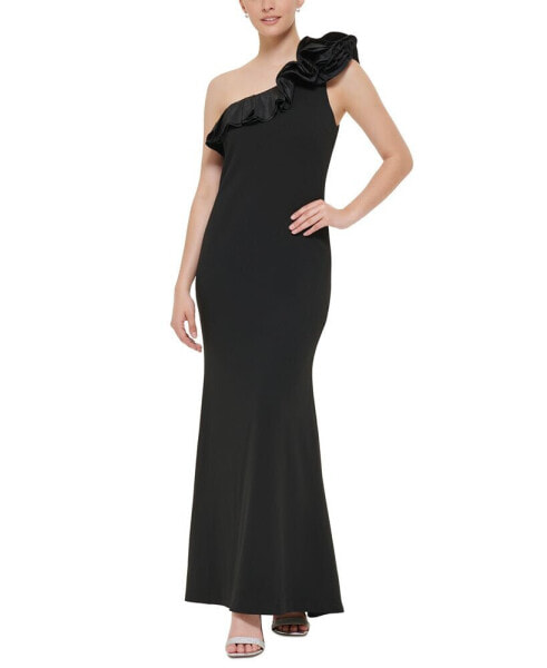 Women's Rosette One-Shoulder Gown