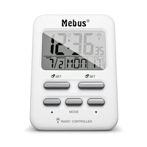 Mebus 25800 - Digital alarm clock - Rectangle - White - 12/24h - F - °C - Blue