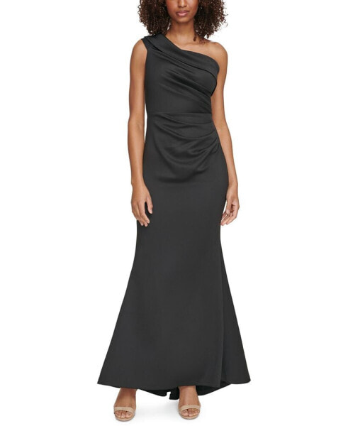 Платье женское Eliza J модель Asymmetric-Neck Side-Pleat Scuba Gown