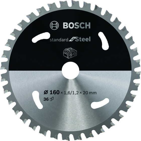 Bosch Kreissägeblatt Standard for Steel, 160 x 1,6/1,2 x 20, 36 Zähne