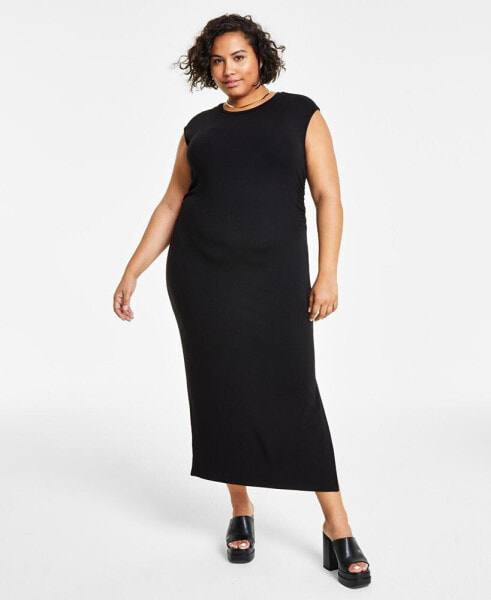 Trendy Plus Size Crewneck Sleeveless T-Shirt Dress, Created for Macy's