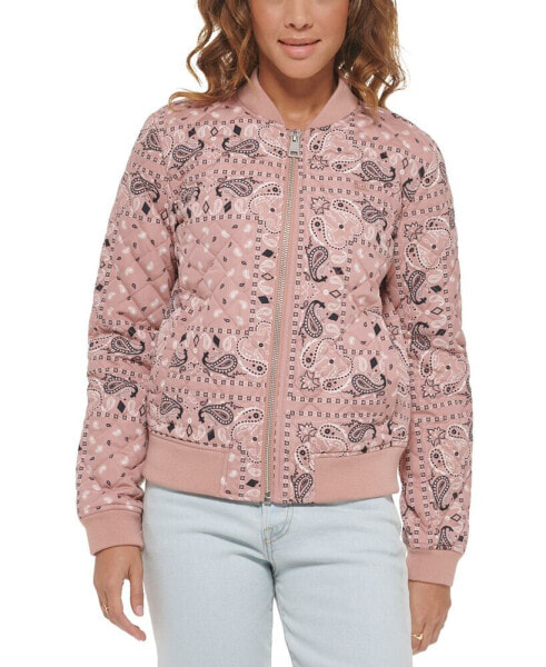 Women's Diamond Quilted Casual Bomber Jacket