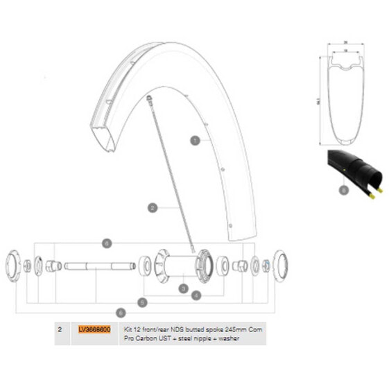 MAVIC Spokes Comete Pro Carbon UST Front/Rear Left 12 Units