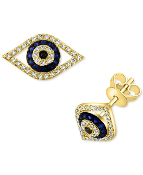 EFFY® Sapphire (1/6 ct. t.w.) & Diamond (1/5 ct. t.w.) Evil Eye Stud Earrings
