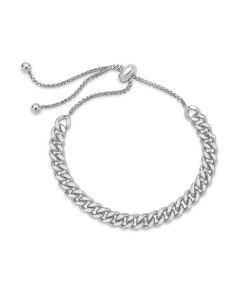 Women's Chain Link Bolo Silver Plated Bracelet