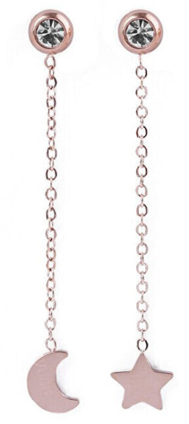 Long asymmetric bronze earrings Infinity Rosegold
