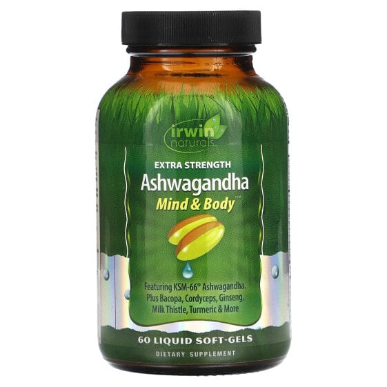 Irwin Naturals, Ashwagandha, с повышенной силой действия, 60 мягких таблеток