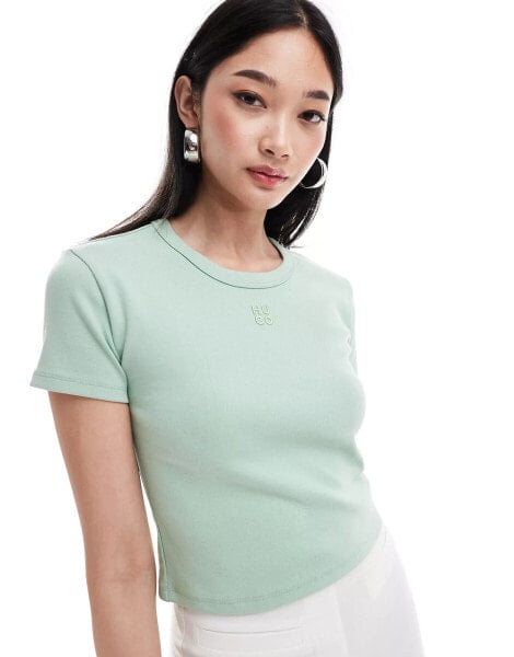 HUGO Red cropped baby t-shirt in light green