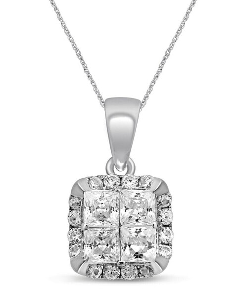 Diamond Quad Pendant (1/2 ct. t.w.) 18" Necklace in 14K White Gold