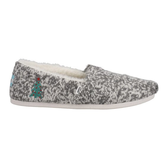 TOMS Alpargata Christmas Tree Slip On Womens Grey Flats Casual 10019277T