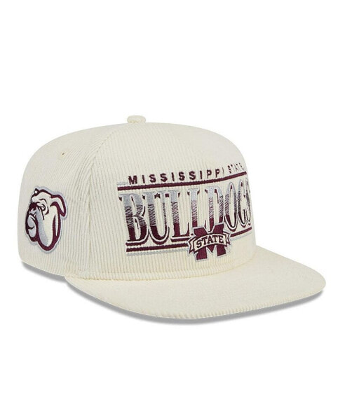Men's White Mississippi State Bulldogs Throwback Golfer Corduroy Snapback Hat