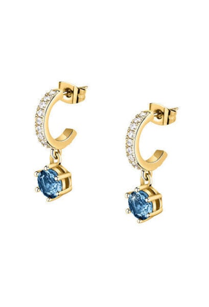 Charming gold-plated hoop earrings with pendants Colori SAVY07