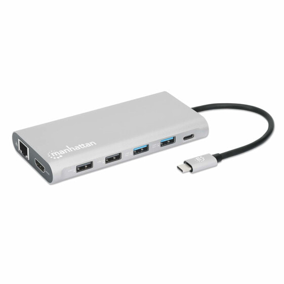 Manhattan USB-C Dock/Hub with Card Reader and MST - Ports (x10): Ethernet - 4K HDMI (X3) - USB-A (x3) and USB-C (x2) - With Power Delivery (100W) to 1x USB-C Port (USB-C wall charger/ cable needed) - Alternative to DK30CH2DPPDU/DK30CH2DEPUE/USB3DOCKH2DP/DK31C3HDPDU
