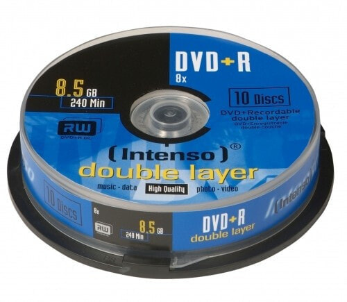 Intenso DVD+R 8.5GB, DL, 8x, DVD+R DL, 120 mm, Cakebox, 10 pc(s), 8.5 GB