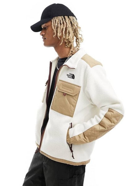 The North Face Royal Arch heavyweight quilted fleece in beige and off white