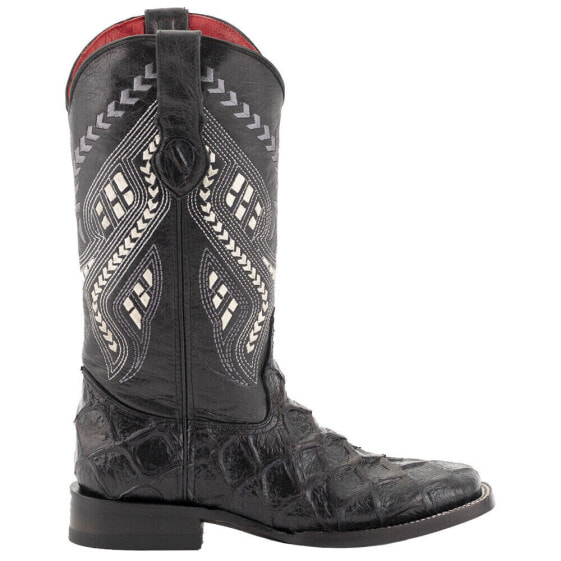 Ferrini Bronco Pirarucu Square Toe Cowboy Womens Black Dress Boots 93393-04