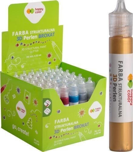 Happy Color Farba 3D 32ml, mix 6 kolorów brokat, Happy Color