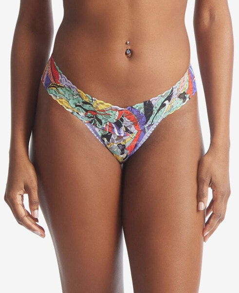 Women's Printed Daily Lace Low Rise Thong Underwear