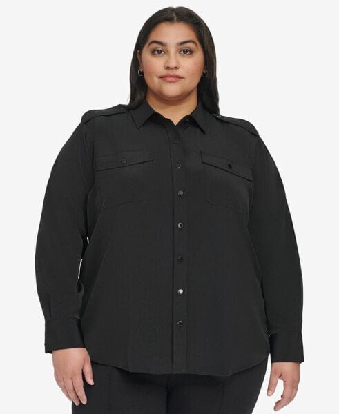 Women's Plus Size Utility Shirt, First@Macy’s