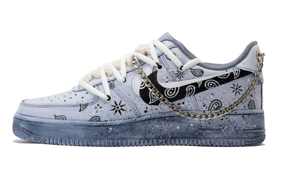 【定制球鞋】 Nike Air Force 1 Low '07 空军一号 cs 解构鞋带 浸染腰果花 复古 浸染做旧 低帮 板鞋 男款 灰黑 / Кроссовки Nike Air Force CW2288-111