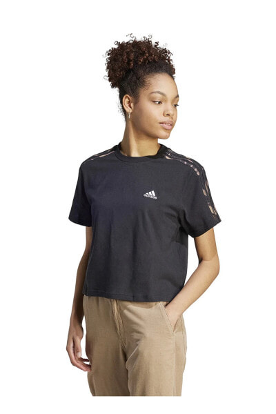 Siyah Kadın Yuvarlak Yaka T-Shirt IL5871-VIBAOP 3S CRO T BLA