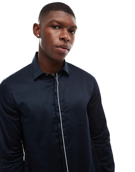 Armani Exchange long sleeve shirt in navy