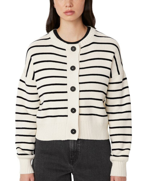 Women's Cotton Striped Cardigan