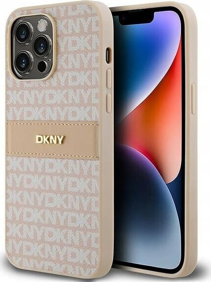 DKNY DKNY DKHCP14LPRTHSLP iPhone 14 Pro 6.1" różowy/pink hardcase Leather Mono Stripe & Metal Logo