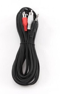 Аудио кабель Gembird 5m - 3.5mm/2xRCA - M/M - 3.5mm - Male - 2 x RCA - Male - 5 m - Черный - Красный - Белый