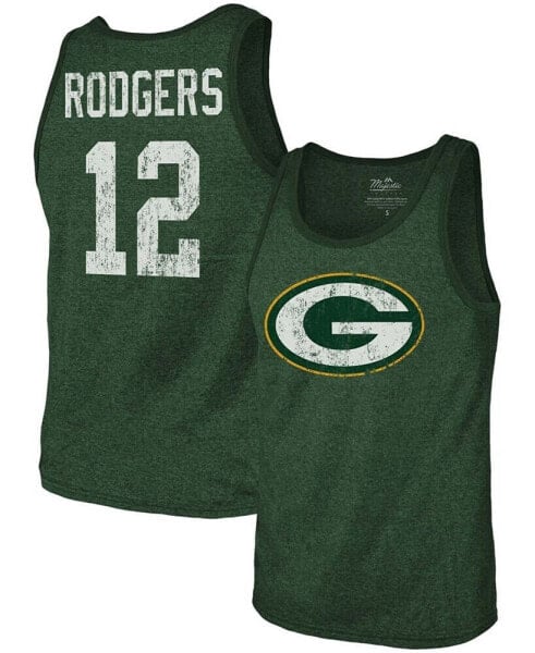 Men's Aaron Rodgers Green Green Bay Packers Name Number Tri-Blend Tank Top