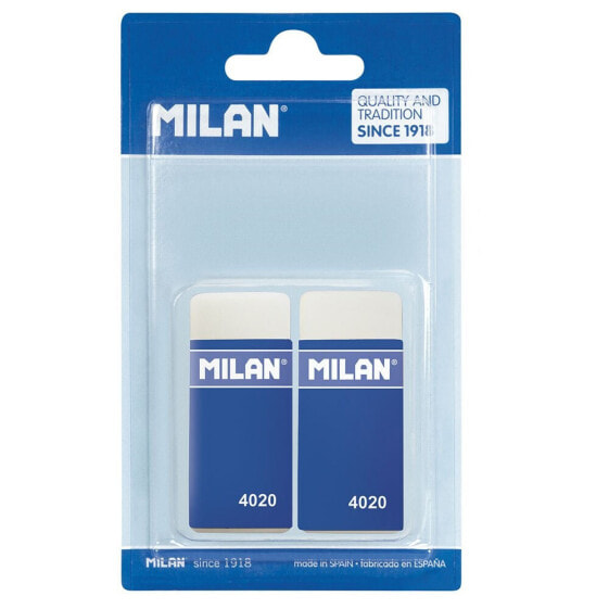MILAN Blister Pack 2 Synthetic Rubber Erasers With Carton Sleeve