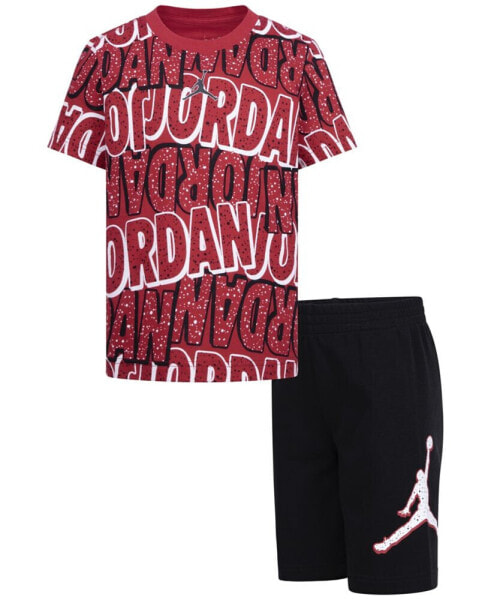 Little Boys Printed T-Shirt & French Terry Shorts, 2 Piece Set