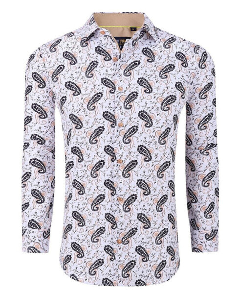 Men's Paisley Four-Way Stretch Button Down Slim Fit Shirt