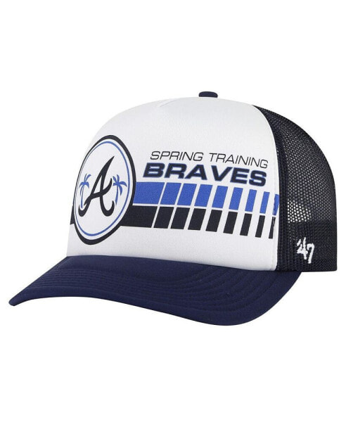 Бейсболка белая, синяя, Atlanta Braves 2024 Spring Training Foam Trucker от ’47 Brand