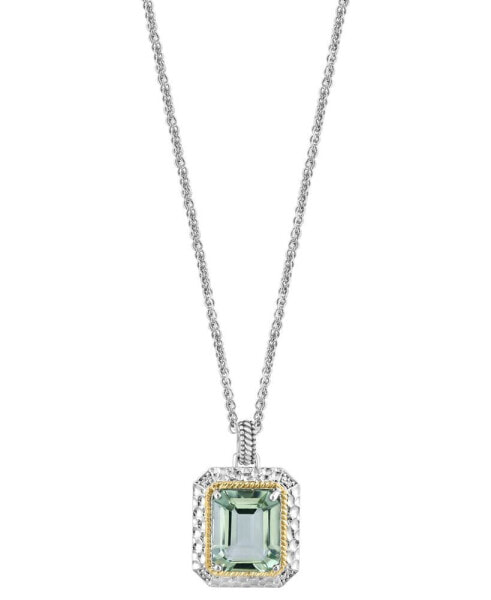 EFFY Collection eFFY® Green Quartz (5-5/8 ct. t.w.) & Diamond Accent 18" Pendant Necklace in Sterling Silver & 14k Gold-Plate